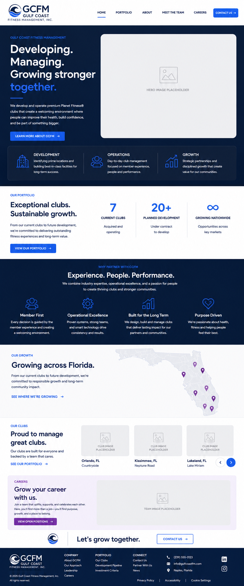 Gulf Coast Fitness Management website mockup concept 1