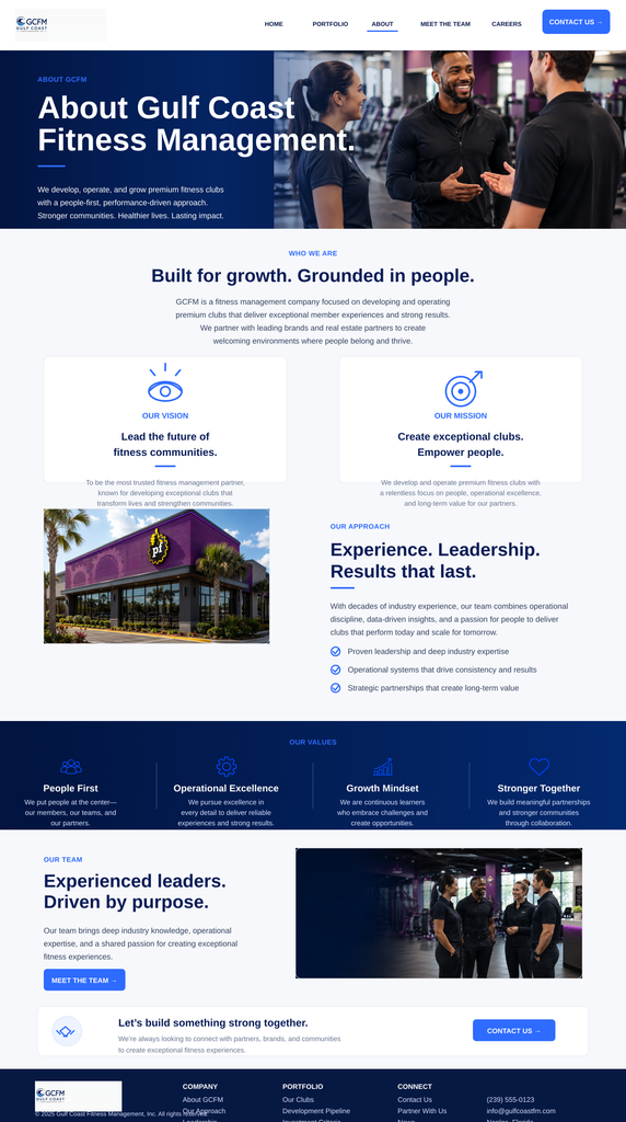 Gulf Coast Fitness Management website mockup concept 2