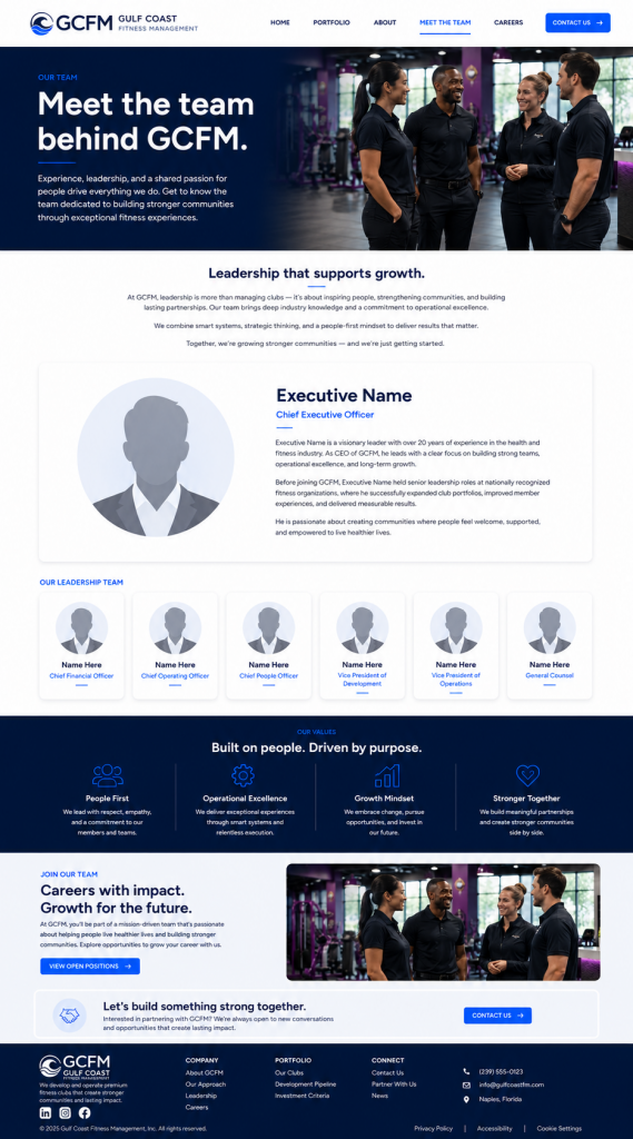 Gulf Coast Fitness Management website mockup concept 2